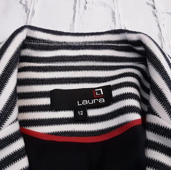 LAURA STRIPED NAUTICAL BLAZER SZ 12 - Picture 4 of 9